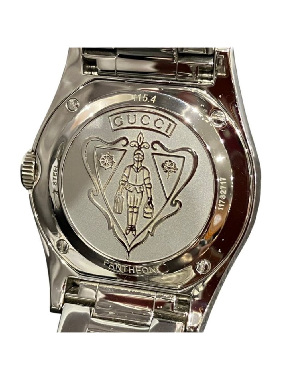 Gucci Pantheon Watch Ss Quartz Black Shell Dial View 5